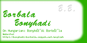 borbala bonyhadi business card